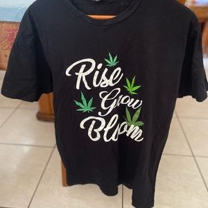 NWOT large black rise, grow, bloom, marijuana weed T-shirt Next Level Apperal